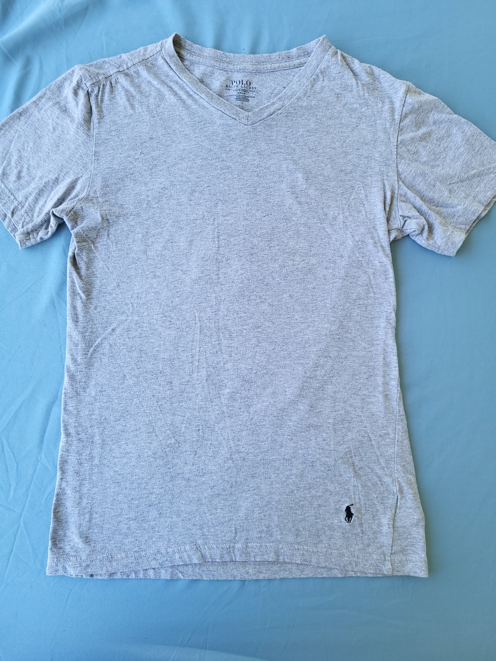 Polo by Ralph Lauren Heather Gray V-Neck Tee with Black Pony